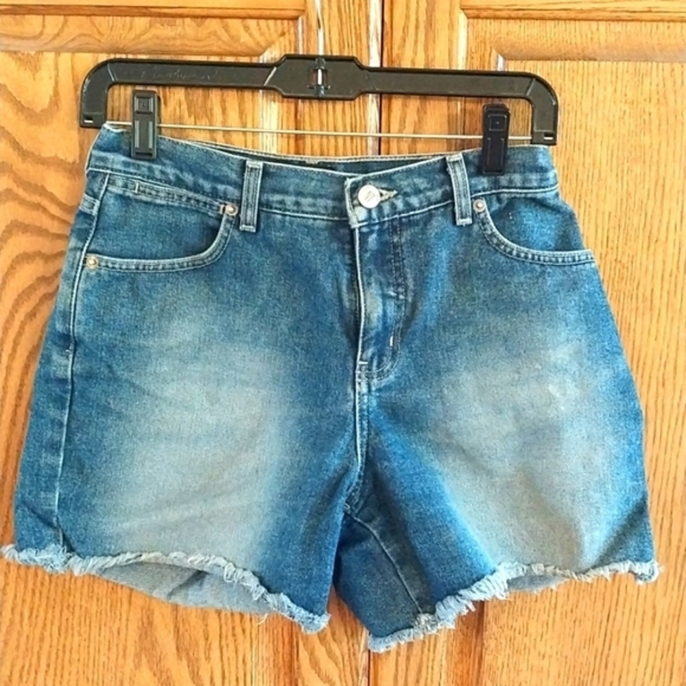 NY Jeans Vintage Denim Shorts Distressed Medium Wash 100% Cotton Size 2 Fray Hem